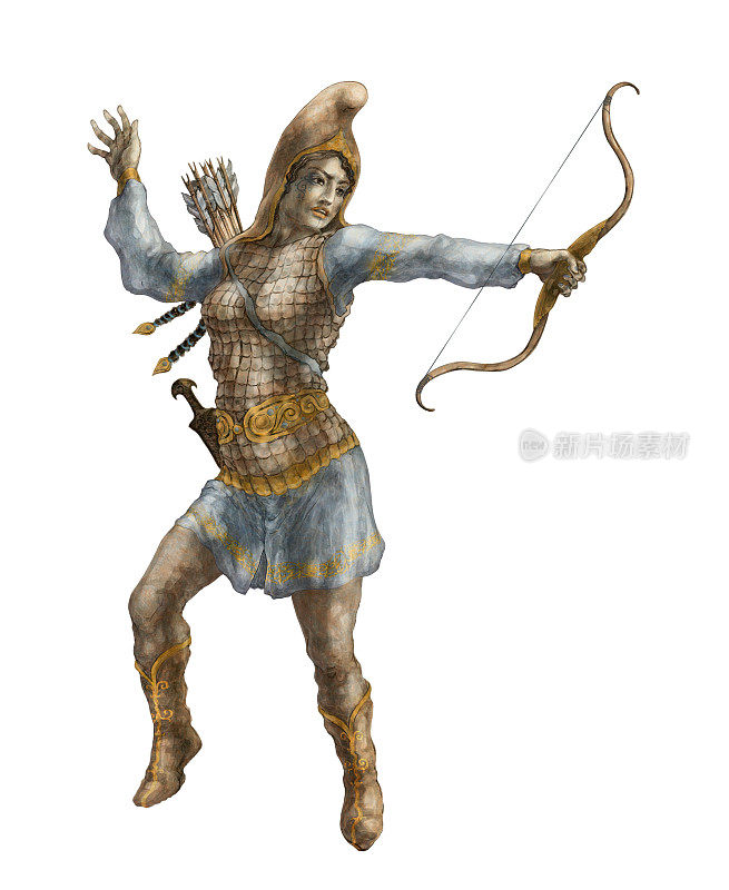 Scythian Archer | Amazon Warrior Character插图，4500X5500 600pi详细4.55MB jpg